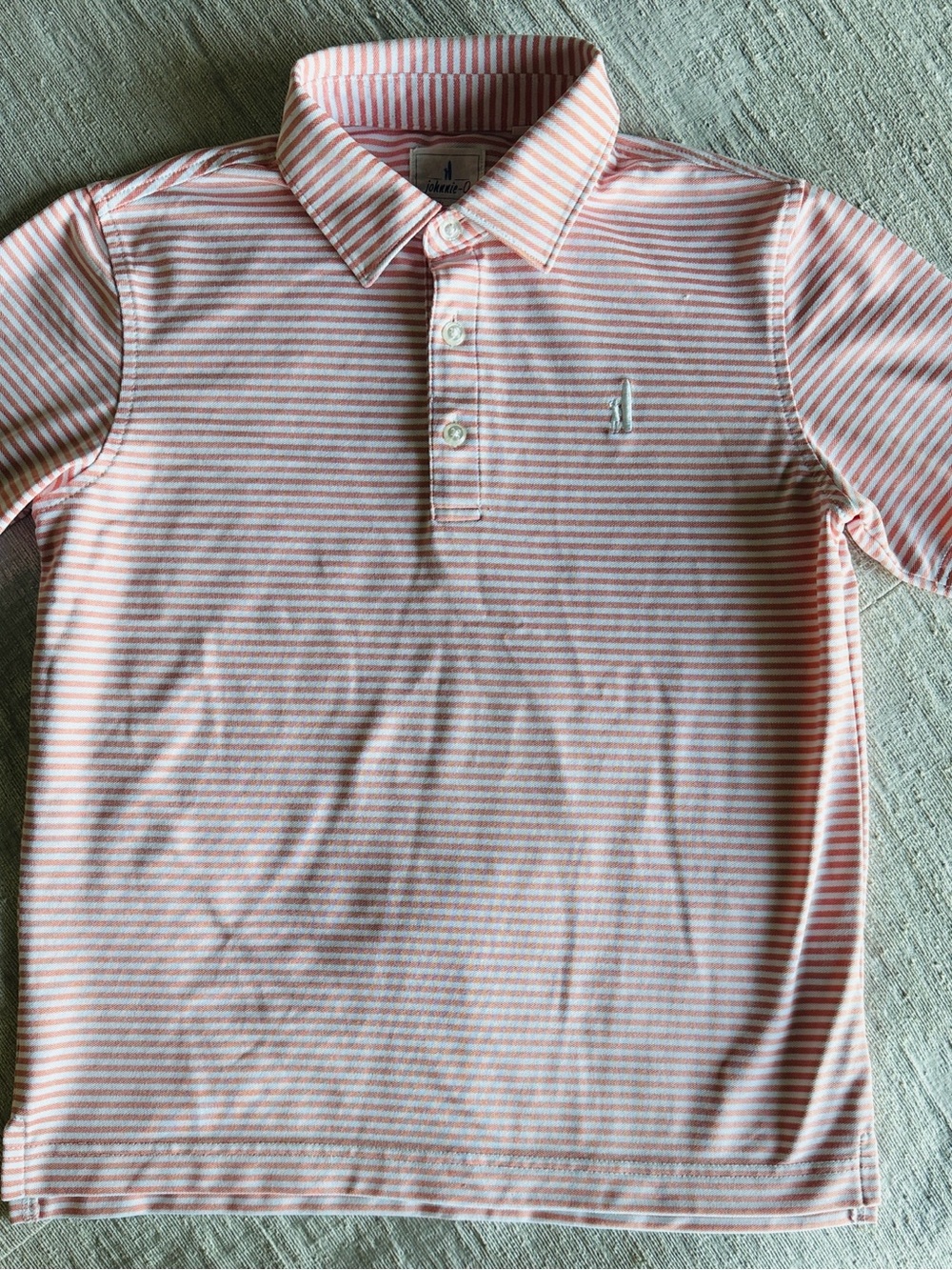 johnnie-O Orange and White Striped Polo Shirt